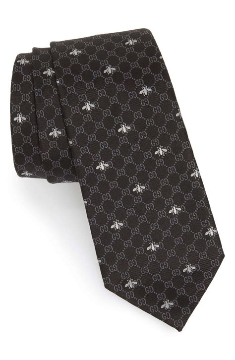 gucci embroidered bee silk tie|gucci tie outlet.